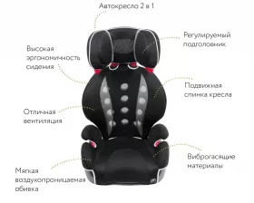 Кресло детское автомобильное Saratto Highback Junior Quattro, группа 2/3, черно-серое