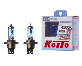 Лампа высокотемпературная Koito Whitebeam Premium H4 12V 60/55W (135/125W) 4500K (комплект 2 шт.)