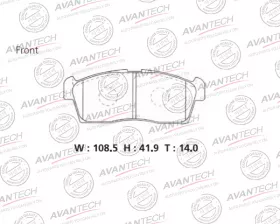 Колодки тормозные дисковые Avantech (противоскрипная пластина в компл.) Заменён на арт. AV739