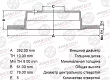 Диск тормозной задний AVANTECH