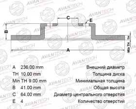 Диск тормозной задний AVANTECH