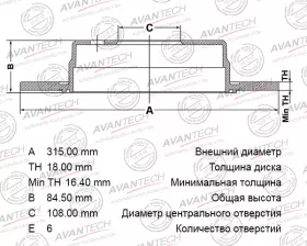 Диск тормозной задний AVANTECH