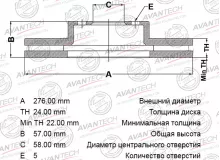 Диск тормозной передний AVANTECH