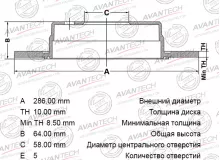 Диск тормозной задний AVANTECH