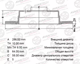 Диск тормозной задний AVANTECH