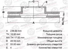 Диск тормозной передний AVANTECH