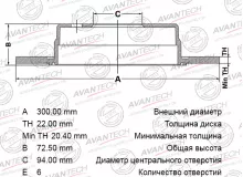 Диск тормозной задний AVANTECH Диск тормозной задний AVANTECH