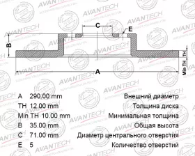 Диск тормозной задний AVANTECH
