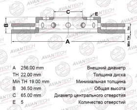 Диск тормозной передний AVANTECH
