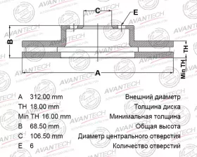 Диск тормозной задний AVANTECH
