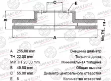 Диск тормозной передний AVANTECH
