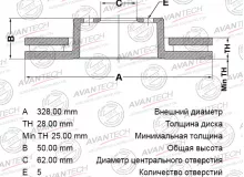 Диск тормозной передний AVANTECH