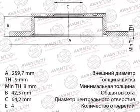 Диск тормозной задний AVANTECH