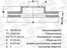 Диск тормозной AVANTECH Заменён на Арт. BR0312S