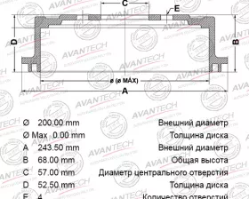 Барабан тормозной AVANTECH