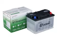 Аккумулятор DOMEI Eco STANDARD DIN 78 - LN3, 78Ah, 750A, 278x175x190, бортик
