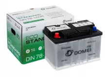 Аккумулятор DOMEI Eco STANDARD DIN 78 - LN3R, 78Ah, 750A, 278x175x190, бортик